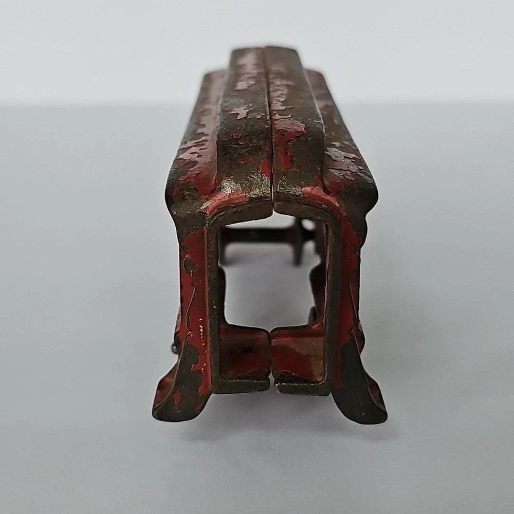 Vintage Cast Iron Red Trolley Car Toy Metal 1829